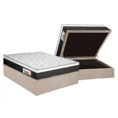 Imagem de Cama Box Baú Casal: Colchão Anatômico Plumatex Falcon Ultra Firme + Base CRC Suede Clean(138x188)