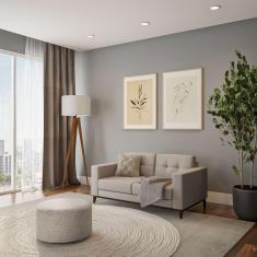 Imagem de Sofá 2 Lugares Alive Pés e Base em Madeira Linho Cotton Cru