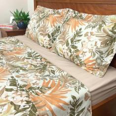 Imagem de Jogo de Lençol Algodão King Size 4 Peças 180 Fios Compose Fronha Detal