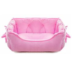 Imagem de pawstrip Linda cama de cachorro princesa, almofada macia e respirável para gatos de estimação com laço para cães pequenos, fundo impermeável, autoaquecimento, lavável na máquina (rosa)
