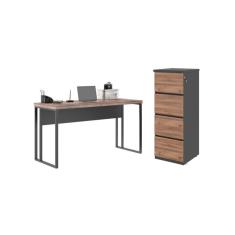 Imagem de Kit Escrivaninha com Gaveteiro 4 Gavetas Croácia Noce Preto