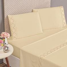 Imagem de Jogo Cama Lençol Santoro King Micropercal 300 Fios 4 Peças - Palha
