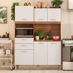 Imagem de Armário de Cozinha Compacta 6 Portas 2 Gaveta Harmonia 1,33 Demobile Amendola Branco