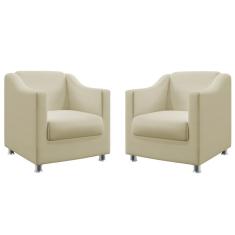 Imagem de Kit 2 Poltronas Decorativa Alya Sued Bege Aradecor