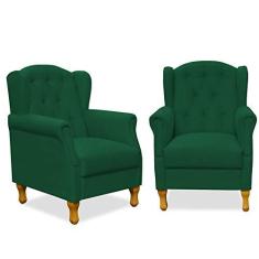 Imagem de Kit 02 Poltronas Decorativas Para Sala de Estar Yara P02 Suede Verde Musgo - Lyam Decor