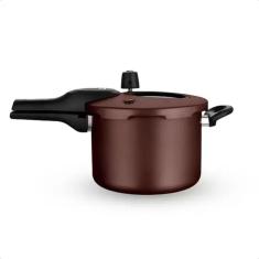 Imagem de Panela De Pressão Com Visor 4,5 Litros Antiaderente Marrom Chocolate 7 Camadas Resistente MTA - 6603