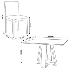 Imagem de Conjunto Mesa Shell com Tampo de Vidro 160x90 cm e 6 Cadeiras Steve Amêndoa - Gran Belo