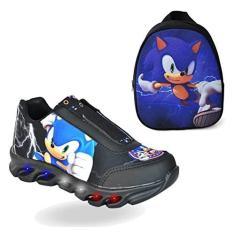 Imagem de Tenis De Led Masculino Calce Facil Infantil Meninos Estilo Original + Mochila Cor:Preto;Tamanho:31