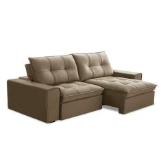 Imagem de Sofá 3 Lugares Retrátil e Reclinável Argos Veludo Castor