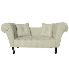 Imagem de Recamier Divã Namoradeira Dubai Capitonê Suede Bege - DS Estofados