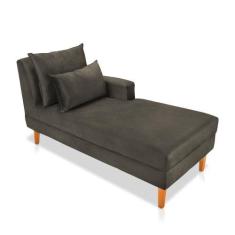 Imagem de Divã Chaise Chloe 160 Cm Veludo Pés Chanfrado Castanho - D'rossi - Dro