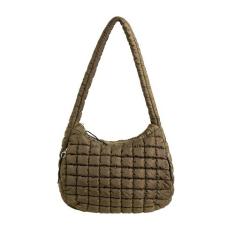Imagem de Bolsa de ombro acolchoada acolchoada para mulheres bolsa de ombro puffy Hobo bolsa moderna 2024, Cáqui profundo, Large