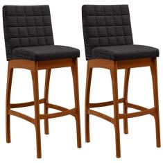 Imagem de Kit 02 Banquetas Altas Mila Linho Chumbo