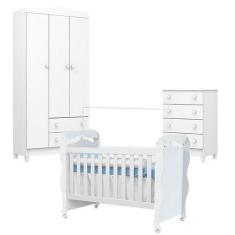 Imagem de Quarto de Bebê Mel Flat com Berço Americano New Nanda Branco Brilho - 