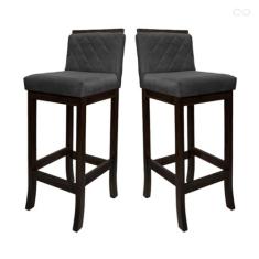 Imagem de Kit 2 Banquetas Alta de Madeira Maciça Nice com Encosto Matelassê Suede Cinza CCS