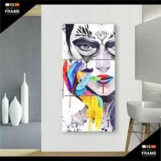 Imagem de Quadro Decorativo Mulher Moderna para hall 3 peças