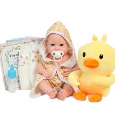 Imagem de Boneco Reborn Realista Menino Careca Com Roupão De Patinho - Cegonha R