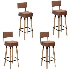 Imagem de Kit 4 Banquetas Para Bancada Estofada Bariloche Café