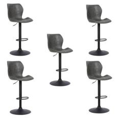 Imagem de Kit 5 Banquetas Base em Aço Giratória Naboo Com Regulagem de Altura PU