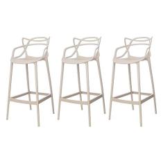 Imagem de Kit 3 Banquetas Alta Allegra Master Nude Polipropileno