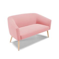 Imagem de Namoradeira 02 Lugares Stella Suede Rosê Pés Palito Natural - D'Rossi