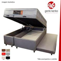 Imagem de Cama Box Bau Casal Com Auxiliar Semi Ortopedica Suede