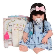 Imagem de Boneca Tipo Reborn Articulado 100% Vinil Pode Dar Banho - Cegonha Rebo