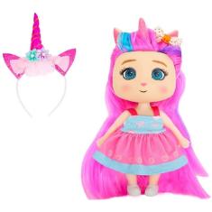 Imagem de Boneca Coleçao ARCO-IRIS Unicornio DM TOYS DMT6888 ARCO PINK
