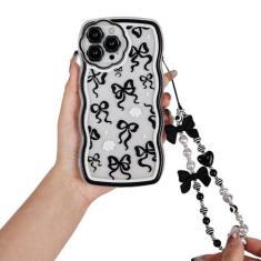 Imagem de Uioeua Capa compatível com iPhone 14 Pro Max, [design de padrão de laço ondulado] Fashion Slim com [pulseira de amor estético] silicone à prova de choque para mulheres e meninas capa para iPhone 14