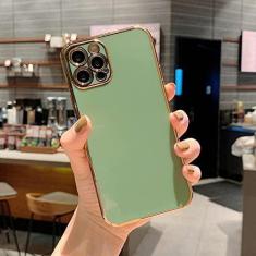 Imagem de Capa de telefone doce galvanizada macia para iPhone 11 12 13 14 15 X XR XS Max Pro Max 7 8 Plus SE2020 mini capa protetora, verde claro, para iPhone 11