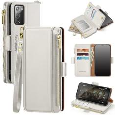 Imagem de Antsturdy Capa carteira compatível com Samsung Galaxy Note 20 5G com porta-cartões para mulheres e homens, capa de telefone de couro PU com bloqueio de RFID, capa flip à prova de choque com alça de