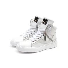 Imagem de Tênis Sneaker Feminino Zíper Cano Alto Academia Couro Legítimo 20500 -