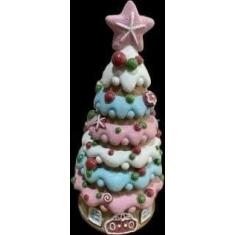Imagem de Hodao Decorações de Casa de Vila de Natal Casa de Gengibre com Tema de Árvore de Natal, Alimentado por Bateria (2 AAA) 21,8 cm H Decoração de Árvore de Natal de Resina para Casa Festiva Interior ou