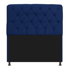 Imagem de Cabeceira Lady Estofada Capitonê 140 cm para Cama Box de Casal Suede  Marinho Quarto - AM Decor