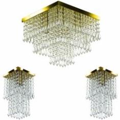 Imagem de Kit 1 Lustre Cristal Acr. Sweet + 2 Lustres Spark 