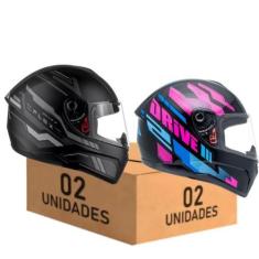 Imagem de Kit 2 Capacete Fly Drive 2 Flex Preto Grafite e Atitude Rosa, 60/58