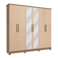 Imagem de Guarda-Roupa Casal Kappesberg 6 Portas com Espelho Marrom Bege - CB01N560