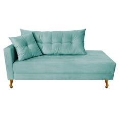 Imagem de Recamier Azura 160cm Com Almofada Lado Direito Suede Cor Azul Tiffany