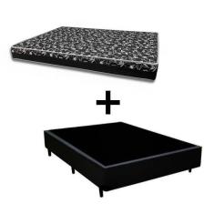 Imagem de Cama Box Casal 138 - Tecido Sintético Preto com Colchão Belize Bello B