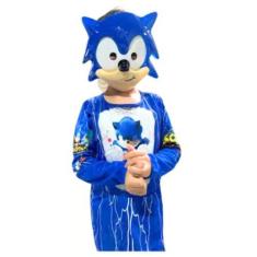Imagem de Fantasia Sonic Longo Infantil C/ Enchimento Mascara - Alicia Fantasias