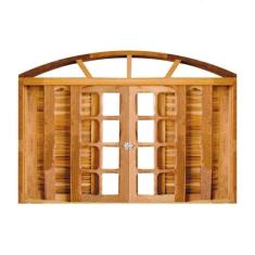 Imagem de Janela de Madeira Veneziana Padrão Imbuia 120x140cm 6 Folhas com Arco Rodam Natural
