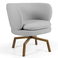 Imagem de Poltrona Decorativa Sala de Estar Melissa Base Ka Giratória Castanho C-315 Linho  Claro - Domi