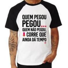 Imagem de Camiseta Raglan Quem Pegou, Pegou - Foca Na Moda
