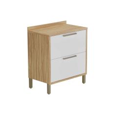 Imagem de Balcão De Cozinha Syrah 1 Porta E 1 Gaveta C/ Tampo 80cm Amendoa/Branco - Ronipa