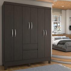 Imagem de Guarda-Roupa Casal Senna 6 Portas 2 Gavetas ébano - Panorama Móveis