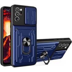 Imagem de Ephoou Capa protetora para Samsung Galaxy Note 20 Ultra com capa de lente de câmera deslizante e suporte de anel, [Suporte de cartão removível] Capa à prova de choque de grau militar para Samsung