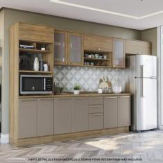 Imagem de Armário de Cozinha Modulada Completa Reta 8 peças 3,50m 215 Botanic Ka