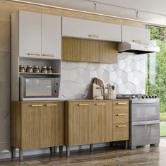 Imagem de Cozinha Compacta Urbane 12 Portas 2 Gavetas Ripado 3d Freijo/Supremo - Kits Paraná