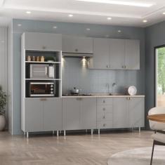 Imagem de Cozinha Completa 5 Peças 100% Mdf Bp 2 Balcões 2 Aereos e Torre Quente Maranello Branco/Urbi