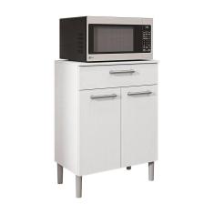 Imagem de Balcão Multiuso Para Forno Microondas 2 Portas E 1 Gaveta Diamond Branco - Pallazio
